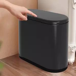 원터치 쓰레기통 주방 화장실 욕실 사무실 인테리어 쓰레기통 휴지통 종량제봉투 블랙15L L723
