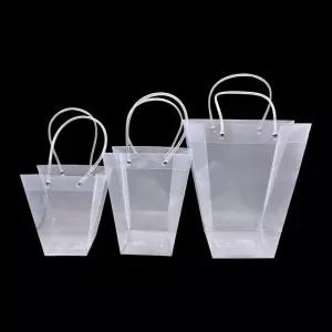 투명 소핑백 구디백 선물 포장 비닐백 3호 10x10x20cm화분 꽃포장 사다리꼴백 쇼백 PP쇼백 포장백 손잡이백