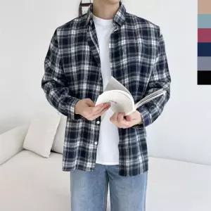 gpp sh724m 남자커플 모노 오버핏체크남방 셔츠 봄