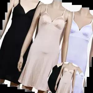 슬립원피스 (린다)쿨인견 무지 캡일체형 끈조절 롱 원피스 슬립