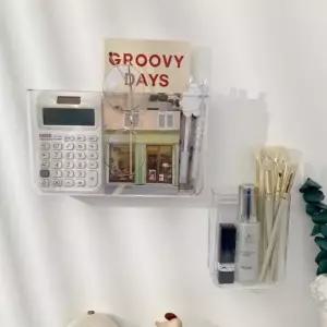 투명 데스크 꽂이 정리함 정리도구 수납함 약정리함 흡착선반 부엌수납 공중부양