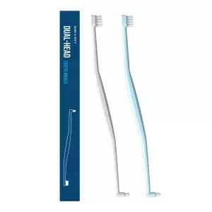 본아페티 고양이 강아지 칫솔 의료용미세모 듀얼헤드 치석제거 그레이+블루 세트 2개