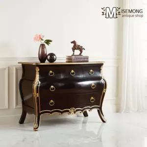 미세몽 리카 블랙골드 엔틱 원목 3단 서랍장 옷서랍 안방 거실 수납장