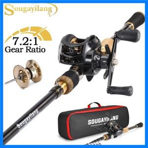 Sougayilang 베이트 캐스팅 낚싯대 및 릴 세트 텔레스코픽 낚싯대 릴 콤보 풀 키트 낚시 가방 배스 크랩 1.