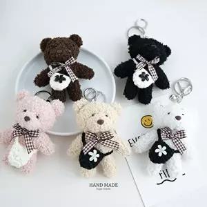귀여운 곰돌이 키링 곰인형 뽀글이 봉제인형 가방 고리 열쇠고리 자동차 커플 우정 (KYR-WFJ9IK4)