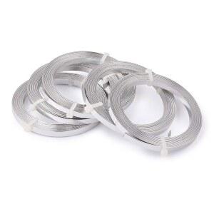 판다홀 5롤 5mm 플랫 알루미늄 와이어 실버 6.5피트 / 롤 엠보싱 구부릴 수 있는 예술적 금속 와이어로 DIY 조각 아마추어 베젤 주얼리 제작(18 게이지)을 위한 제품입니다