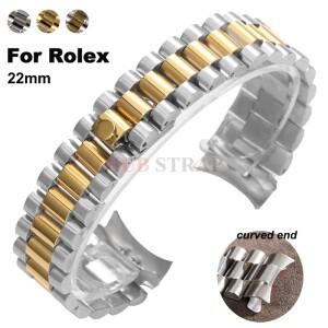호환상품 롤렉스 용 20mm 솔리드 팔찌 곡선 엔드 스테인레스 스틸 시계 밴드 워터 고스트 오이스터 금속 손