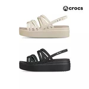 [크록스]여성 브루클린 스트래피 로우 웨지 힐 샌들 2종택일 917132