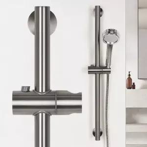 샤워기 행거 슬라이드바 높이각도조절 다크 고급 니켈도금 65cm 샤워헤드 거치대