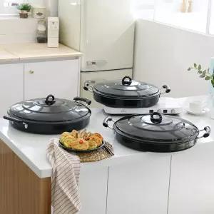 [에스에스리빙]카밀리아 원형 전팬 42cm 뚜껑세트 대형 닭갈비팬 부침개 코팅