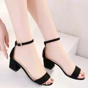 [하프클럽/]여성 샌들 스웨이드 발목 키높이 푹신한 페미닌