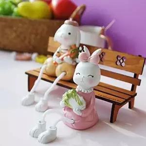앉은 배추 당근 토끼 2P세트 미니어처 장식인형 (KYR-WBD25F0)