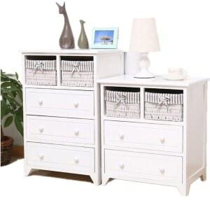 샤크팡 안방 단단한 엔틱 4단 원목 서랍장 속옷장 화이트