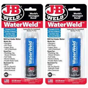 J-B Weld WaterWeld 1시간 경화 에폭시 퍼티 스틱 - 2개입 오프화이트 (8277-2)