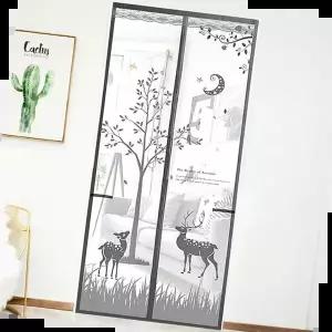 문모기장 사슴 그레이 현관 방문 자석 모기장 100X200cm