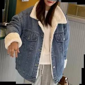 뽀글이청자켓 여성용 데일리 경량 양털 카라 데님 숏 자켓