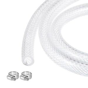 MECCANIXITY 땋은 투명 PVC 비닐 튜브 3/8인치 ID 1/2인치 OD 고압 수도 호스 50피트, 펌프, 9.5mm x 12.7mm, 클램프