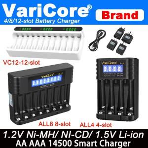 VariCore VC12 ALL8 ALL4 Ni-MH Ni-Cd AA AAA 1.2V 1.5V 3.7V 리튬 이온 14500용 지능형 충전식 배터리 충