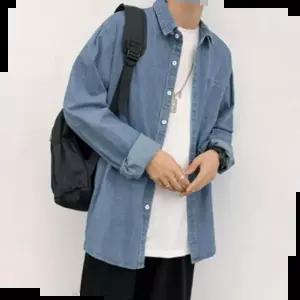 데일리 남자 여자 커플 데님 셔츠 청남방 캐주얼 패션