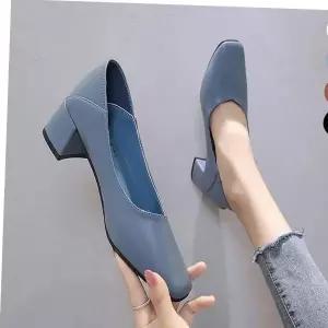 하이힐 여자 면접구두 정장 미들힐 앞코 스틸레토 낮은굽 신발 구두 사각 펌프스힐 가죽슬링백 펌프스