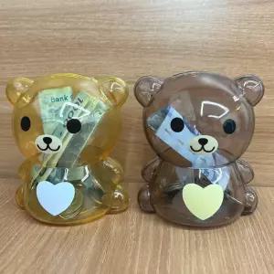 저금통 곰돌이 투명 소형 캐릭터 인테리어 소품 데스크용품 플라스틱 동전통