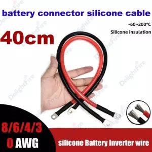 접지선 40cm 배터리 인버터 연결 실리콘 케이블 0 3 4 6 8 AWG 주석 구리 전선 M6m8m10단자 태양광용