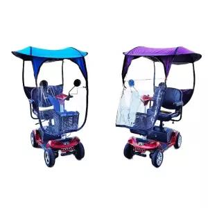 노인 전동차 캐노피 지붕 방풍 커튼 햇빛 가리개 사륜 바람 막이 휠체어 자외선 차단 덮개