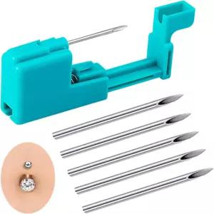 배꼽/입술/혀/귀/코/ 눈썹/니플 피어싱용 14G 16G 바디 피어싱 키트 여성 남성용 안전한 바늘 도구