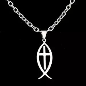 기독교 상징 물고기 펜던트 목걸이 45cm 길이 기도십자가 자동차룸미러걸이 십자가목걸이