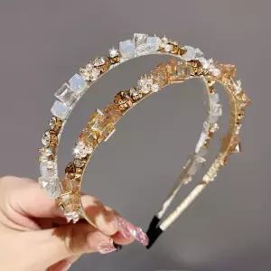 블링블링 예쁜 보석 큐빅 크리스탈 머리띠 얇은 스톤 비즈 진주 여성 헤어 밴드 패선 포인트 악세사리