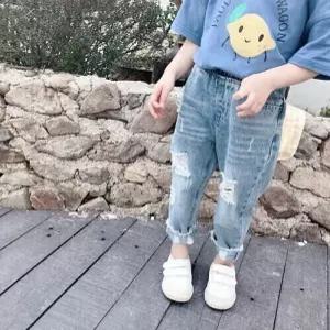 팜므 아기청바지 유아 여아 남아 봄 밴딩 찢청바지설날