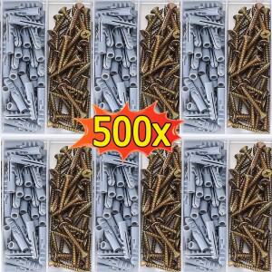 100/500개 셀프 태핑 스크류 나선형 확장 드릴링 플러그 헤비 듀티 드라이월 앵커 DIY 홈 하드웨어 패스너