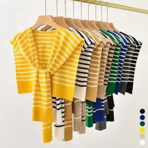 스트라이프 니트숄 가디건 여성용