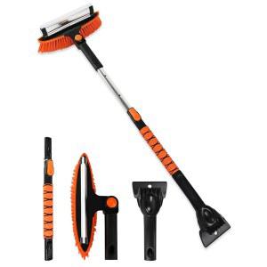 41인치 확장형 자동차 윈드실드 2-in-1 스노우 브러시 자동차 스노우 스크레이퍼 자동차 스노우 스크레이퍼 및 360도 피벗 브러시 헤드가 있는 자동차, 트럭, SUV를 위한 인체공학적 폼 그립이 적용된 드루시