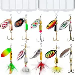 민물과 바닷물을 위한 TB Tbuymax 낚시 스피너 미끼 10개의 수탉 꼬리 및 방적 스푼 배스 트라우트 연어를