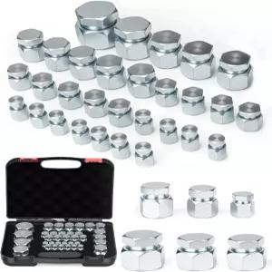 VEXTYX JIC 플러그 및 캡 키트 72Pcs 37도 플레어 실 모음 세트 유압 호스 튜브 파이프 피팅 끝 보호 크기