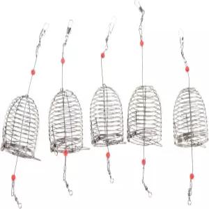 반잭 낚시 바구니 미끼 케이지 크리켓 스테인리스 스틸 피더 홀더 5개