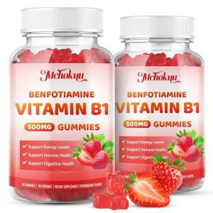 맥코쿠 B1 구미 500mg 벤포티아민 여성 및 남성 에너지 지원을 위한 고효능 티아민 보충제 무설탕 비 O