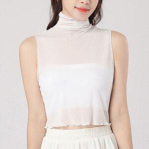 페이크 시스루폴라/페이크카라 레이어드 하이넥 블라우스 목폴라티 케이프