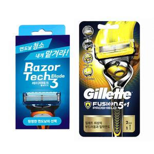 질레트 프로쉴드 옐로우 면도기 2UP (면도날 2입) + 레이저테크 (면도날클리너)