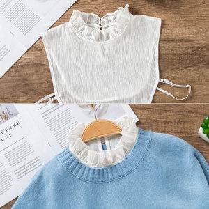 거즈 프릴/하이넥 페이크카라 레이어드 시스루 넥카라 케이프