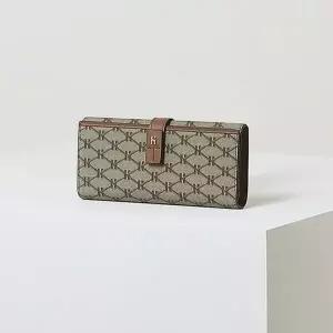 [헤지스](광주신세계)[HAZZYS ACC] 브라운 로고패턴 가죽 장지갑HIWA5F883W2