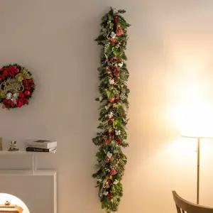 [텐바이텐]크리스마스 가랜드 벽장식 LED 레드 블랜드 센터피스 200cm