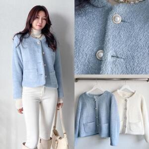 위쉬몰 BN 밍크털트위드버튼자켓(Q126H311) 빅사이즈