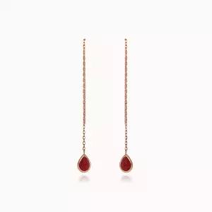 제이로렌 0M03207 7월탄생석 루비 로즈골드 귀걸이