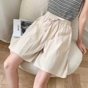 5부 린넨반바지 여성여름바지 빅사이즈 M~3XL 쿨링 밴딩 와이드핏 아이스 팬츠 OFDJ-WHFP3