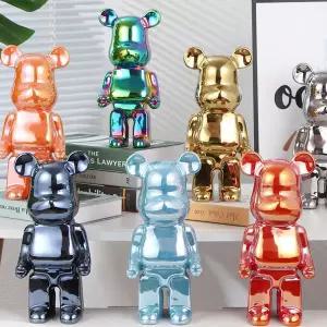 [데코플래닛]크롬 베어브릭 400% 피규어 저금통 대형 브릭베어 오로라 곰돌이 28cm 인테리어 오브제