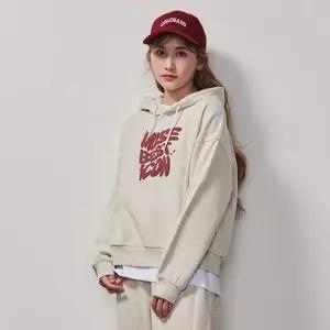 [에꼴리에] 여자 봄이월 루즈핏 입체레터링 후드티(25A3753)