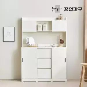 장인가구 아망드 슬라이딩 1200 3단서랍 주방 수납장 홈카페장 상부장세트