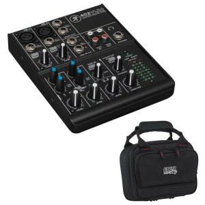 맥키 402VLZ4 4채널 초소형 믹서 번들, G-MIXERBAG-0608 패딩 나일론 믹서/장비 가방 키트 포함